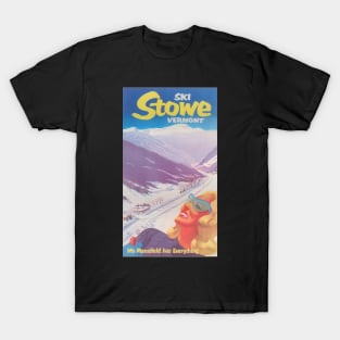 Vintage Stowe winter travel ski poster T-Shirt